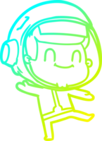 cold gradient line drawing of a happy cartoon astronaut man png