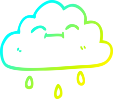 kalt Gradient Linie Zeichnung von ein Karikatur glücklich Regen Wolke png