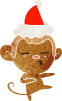 hand dragen retro tecknad serie av en misstänkt apa bär santa hatt png