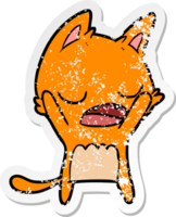 distressed sticker of a cartoon yawning cat png