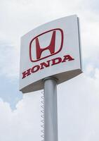 Pathumthani Thailand 17 May 2024 Pole billboard with logo Honda photo