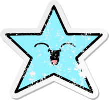 distressed sticker of a cute cartoon star fish png