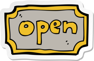 sticker of a cartoon open sign png