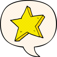 cartoon star with speech bubble in comic book style png