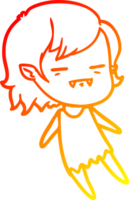 warm gradient line drawing of a cartoon undead vampire girl flying png