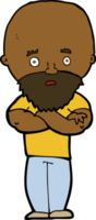 cartoon shocked bald man with beard png