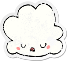 verontruste sticker van een schattige cartoonwolk png