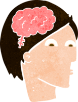 caricatura, cabeza, con, cerebro, símbolo png