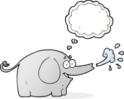 mão desenhado pensamento bolha desenho animado elefante esguichando água png