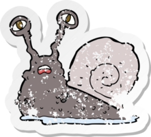 retro distressed sticker of a cartoon gross snail png