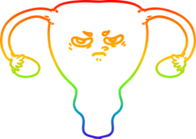 rainbow gradient line drawing of a cartoon angry uterus png