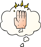 cartoon magic halloween zombie hand with thought bubble in smooth gradient style png