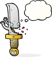 crazy knife cartoon character with thought bubble png