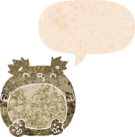 desenho animado Urso com discurso bolha dentro grunge angustiado retro texturizado estilo png