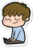 sticker of a cartoon happy boy png