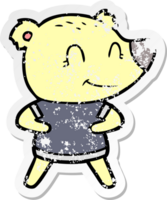 distressed sticker of a friendly bear cartoon png