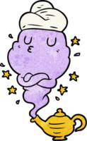 cute cartoon genie rising out of lamp png