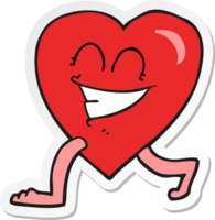 sticker of a cartoon walking heart png