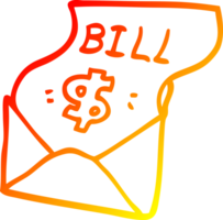 warm gradient line drawing of a cartoon bill in envelope png