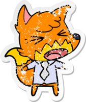 distressed sticker of a angry cartoon fox boss png