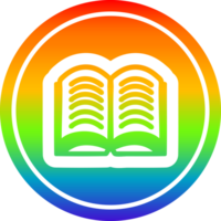 abierto libro circular icono con arco iris degradado terminar png