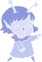 flat color style cartoon alien girl laughing png