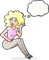 cartoon woman listening with thought bubble png