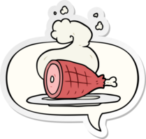 cartoon cooked meat with speech bubble sticker png