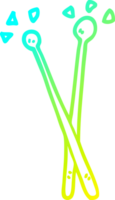 cold gradient line drawing of a cartoon drum sticks png