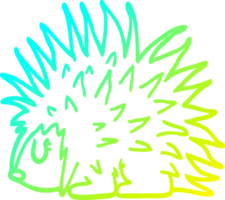 cold gradient line drawing of a cartoon spiky hedgehog png