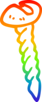 rainbow gradient line drawing of a cartoon metal screw png