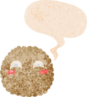 dibujos animados galleta con habla burbuja en grunge afligido retro texturizado estilo png