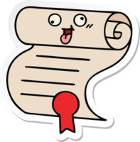 sticker of a cute cartoon contract png