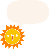 cartoon sun with speech bubble in retro style png