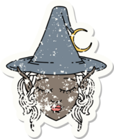 Retro Tattoo Style elf mage character face png