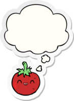 cute cartoon tomato with thought bubble as a printed sticker png