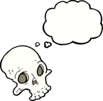 cartoon spooky skull with thought bubble png