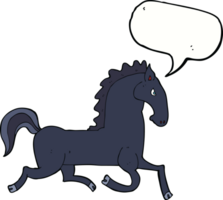 cartoon running black stallion with speech bubble png