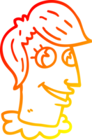 warm gradient line drawing of a cartoon human head png