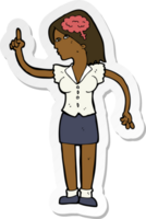 sticker of a cartoon woman with clever idea png
