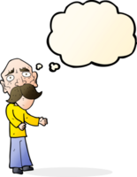 cartoon lonely old man with thought bubble png