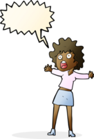 cartoon frightened woman with speech bubble png