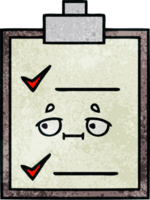 retro grunge texture cartoon of a check list png