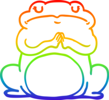 rainbow gradient line drawing of a cartoon arrogant frog png