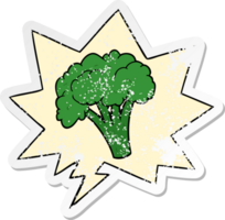 tekenfilm brocoli met toespraak bubbel verontrust verontrust oud sticker png