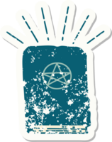 worn old sticker of a tattoo style spellbook png