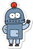 sticker of a happy carton robot with light bulb png