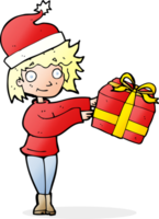 cartoon woman ready for christmas png