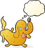 cartoon dog sticking out tongue with thought bubble png