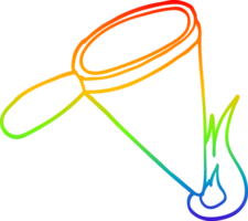 rainbow gradient line drawing of a cartoon magnifying glass png